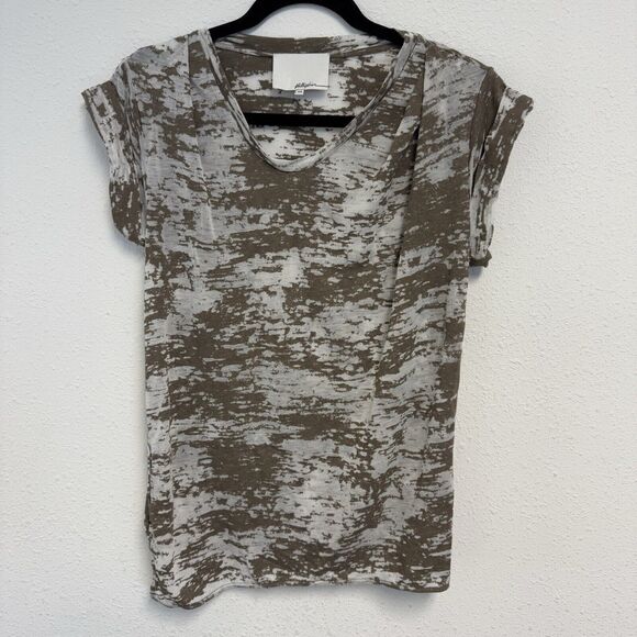 3.1 PHILLIP LIM Slant Hem Burnout Muscle Tee Sz XS Umber Brown Minimalist - Picture 1 of 10